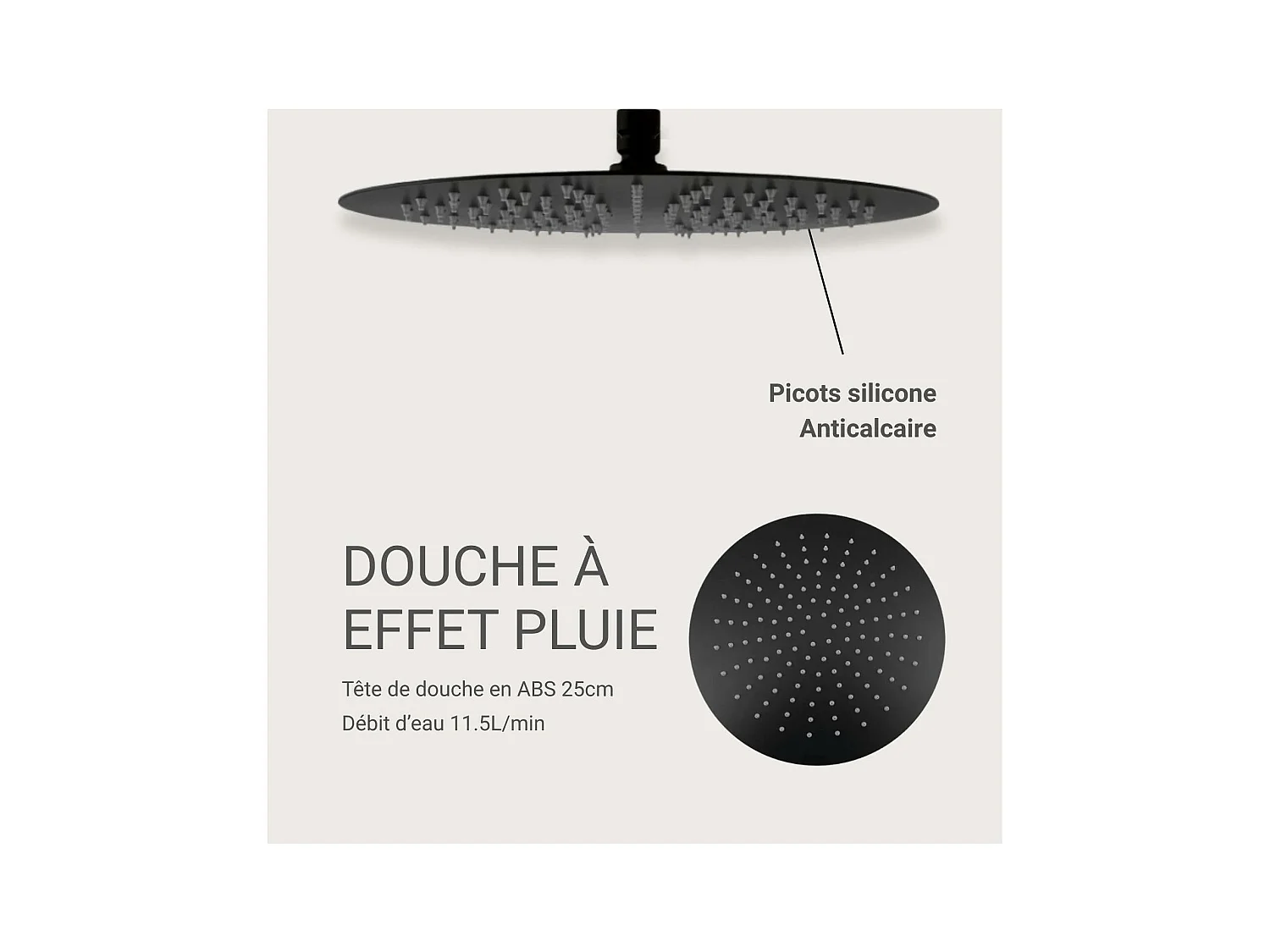 NERA zwarte ABS ronde douchekop