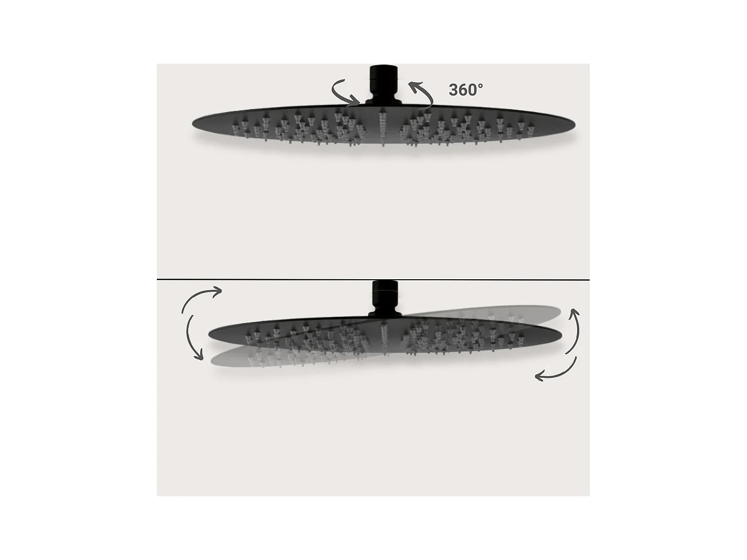 NERA zwarte ABS ronde douchekop