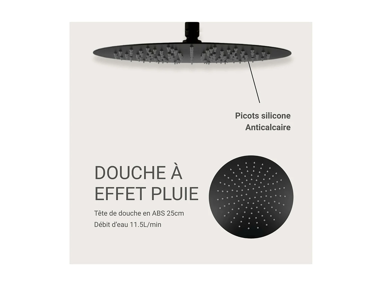 NERA zwarte ABS ronde douchekop