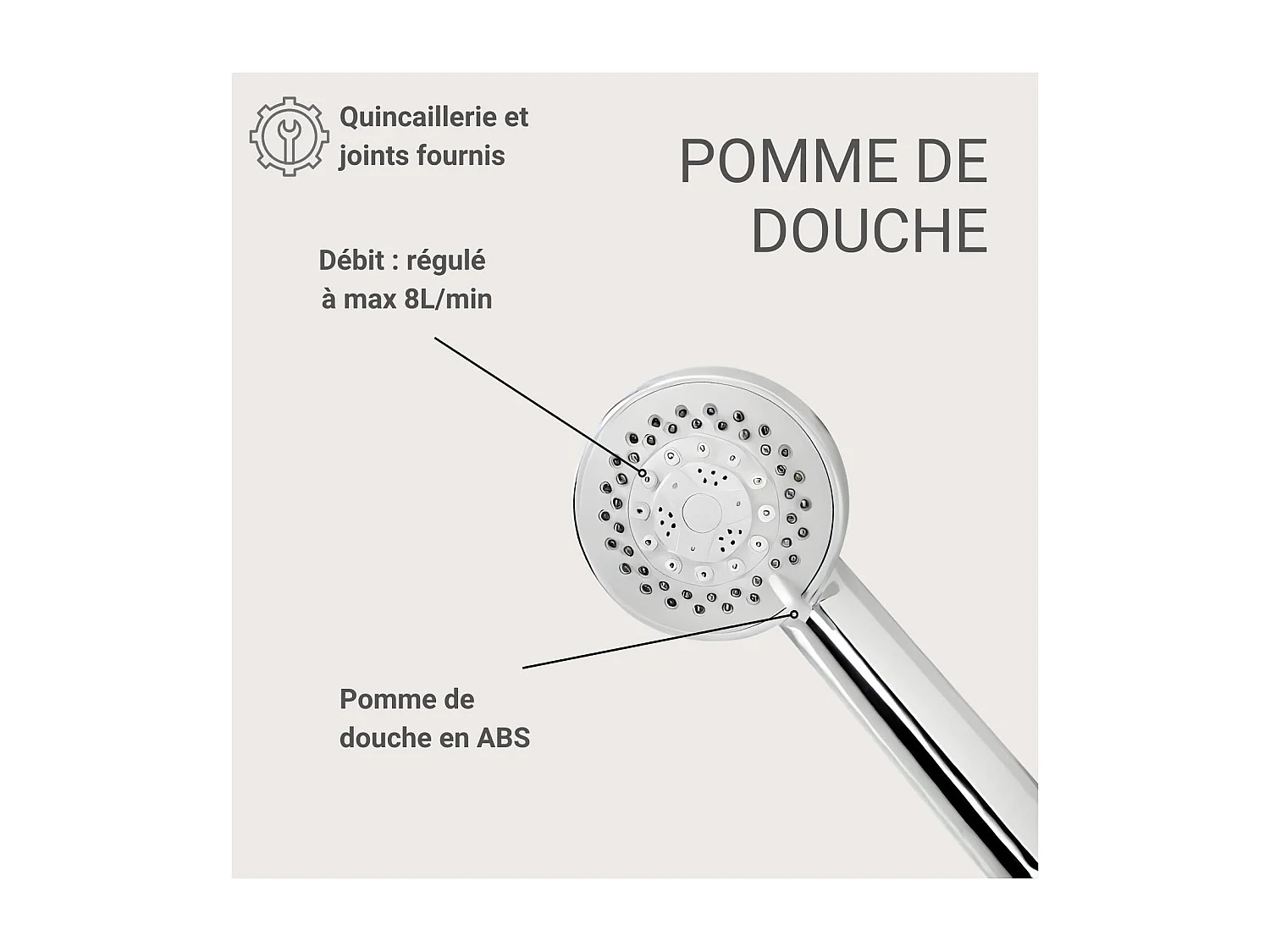 Soffione doccia cromato ONDRA a 5 getti