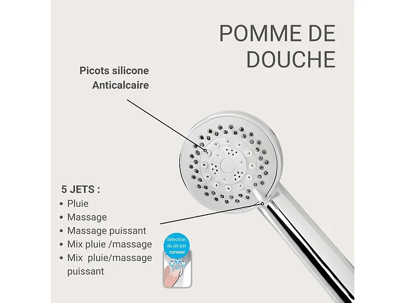 Douchette chromée 5 jets ONDRA