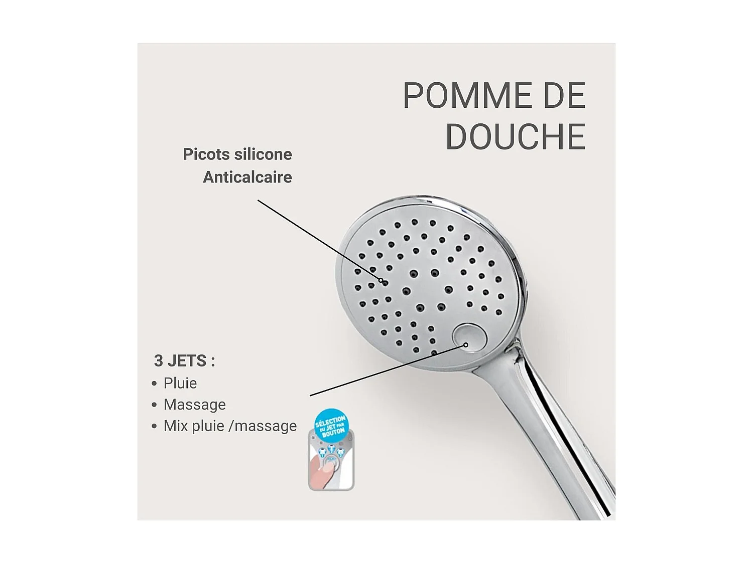 Ducha redonda cromada NAYA