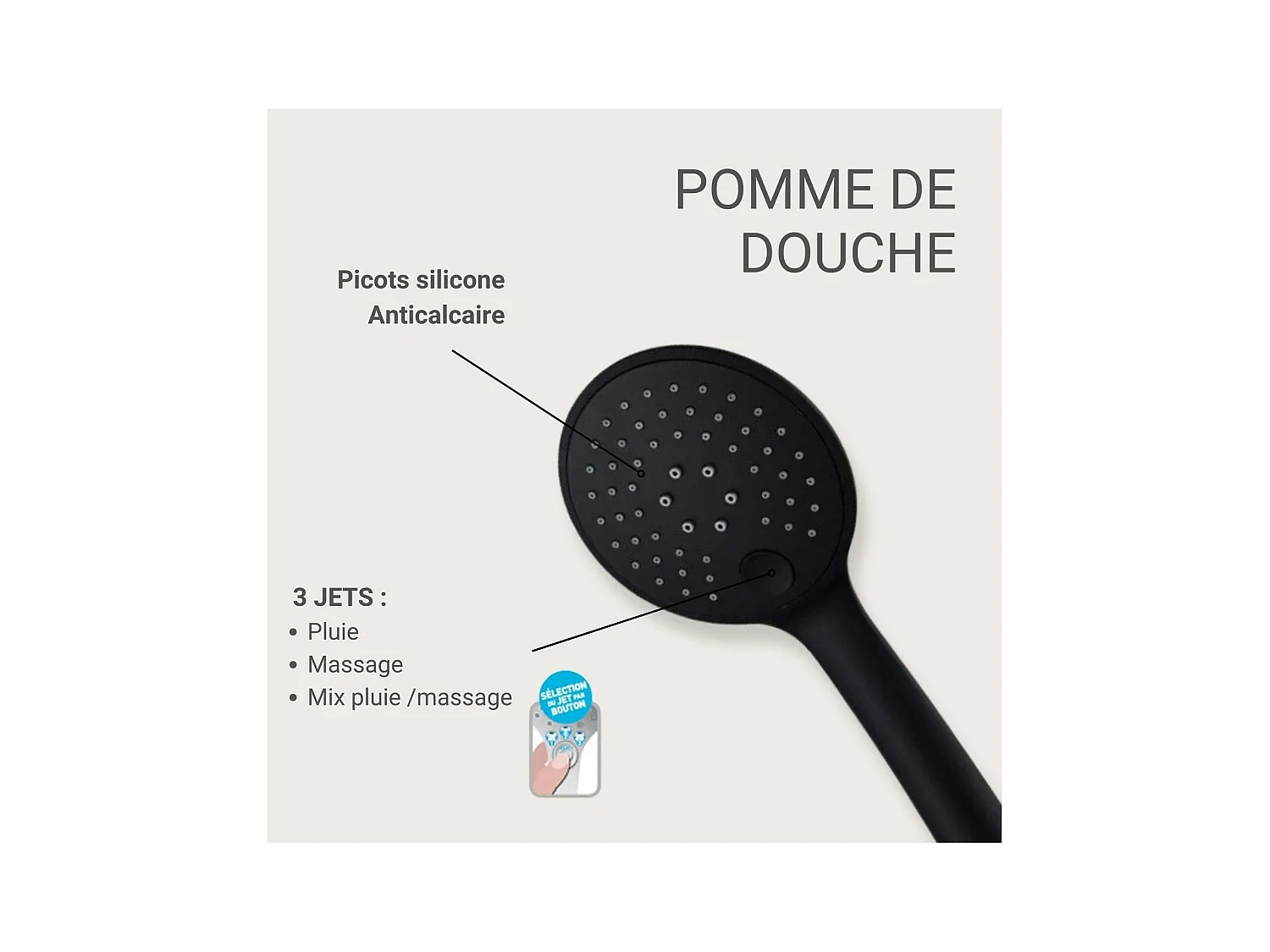 NAYA 3-straals ABS ronde douchekop