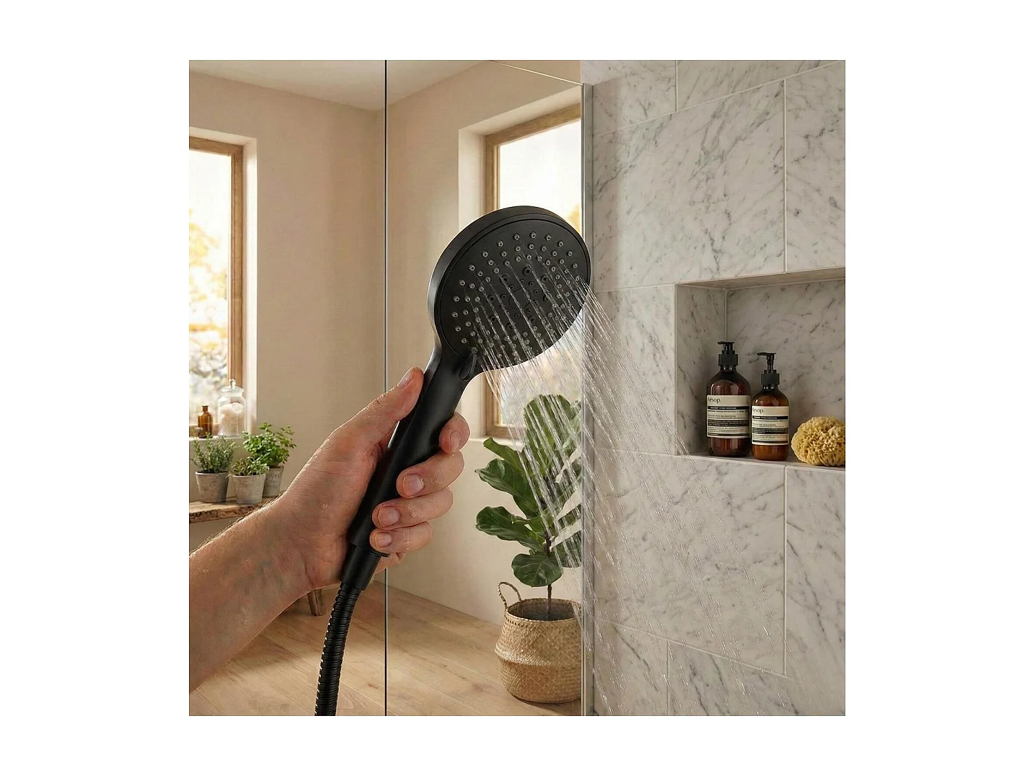 Cabezal de ducha redondo ABS con 3 chorros