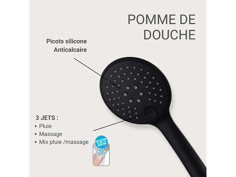 Douchette à tête ronde en ABS 3 jets