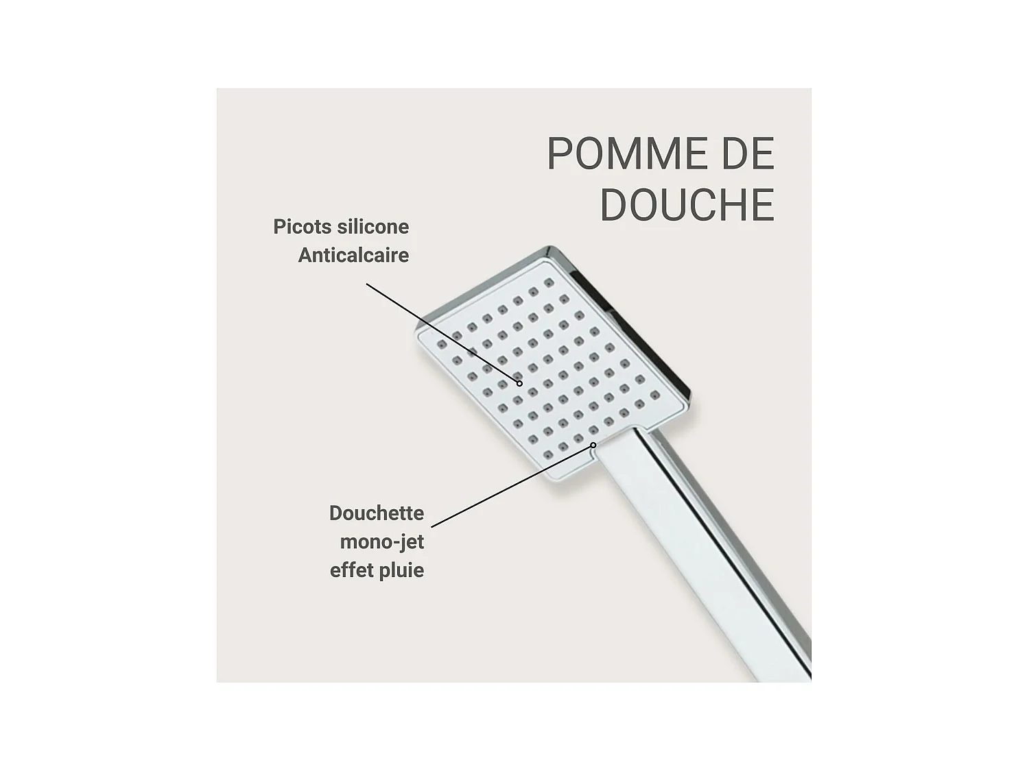 TALMA rechthoekige 1-straals handdouche