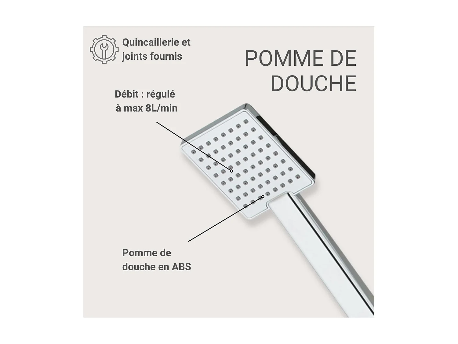 Douchette rectangulaire 1 jet TALMA
