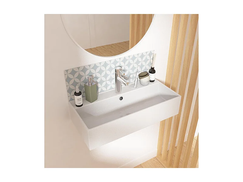 ZOE 65x31cm rechteckiges Aufsatzwaschbecken aus weißer Keramik