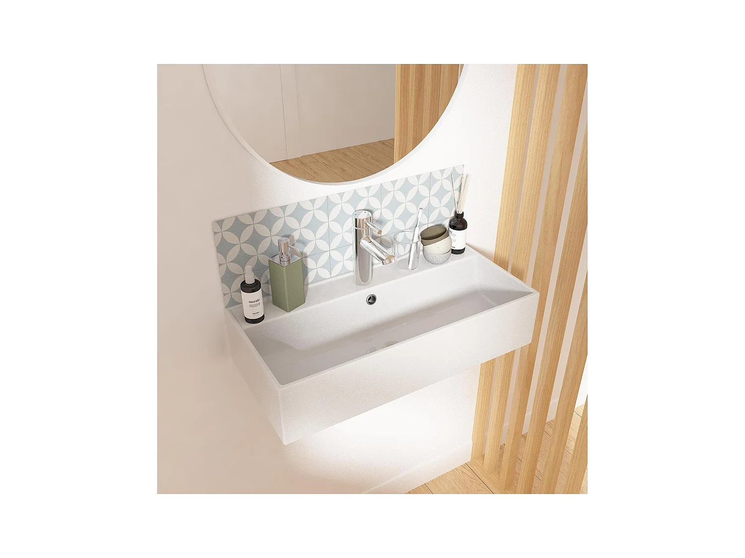 Lavabo rectangular de cerámica blanca ZOE 65x31cm