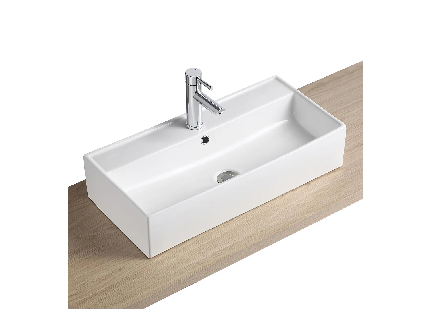 Lavabo rectangular de cerámica blanca ZOE 65x31cm