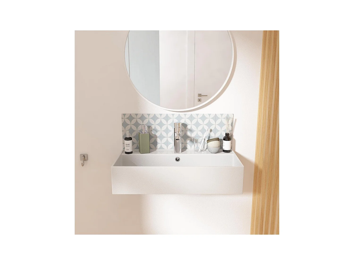 Lavabo rectangular de cerámica blanca ZOE 65x31cm