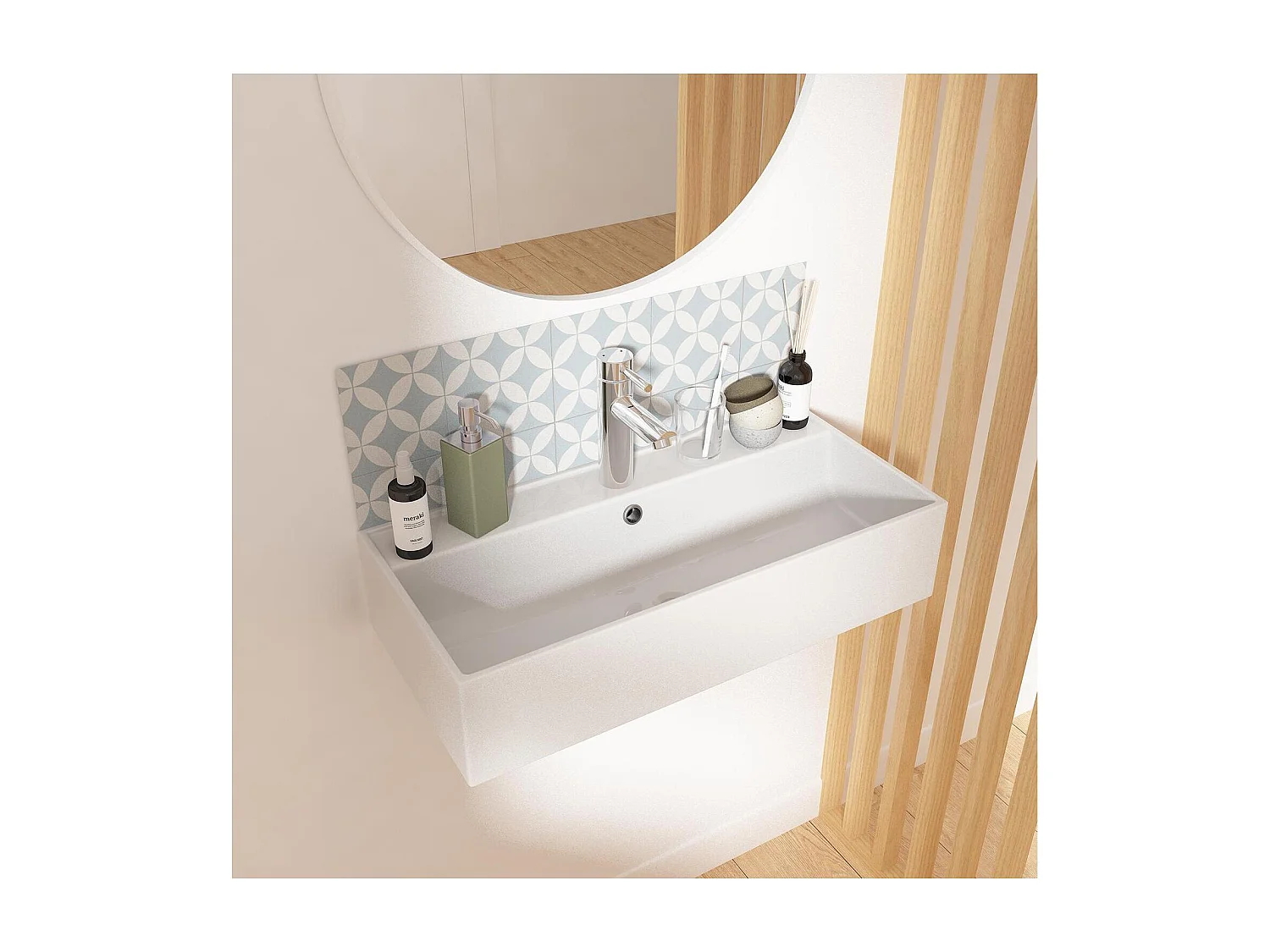 ZOE 65x31cm rechteckiges Aufsatzwaschbecken aus weißer Keramik