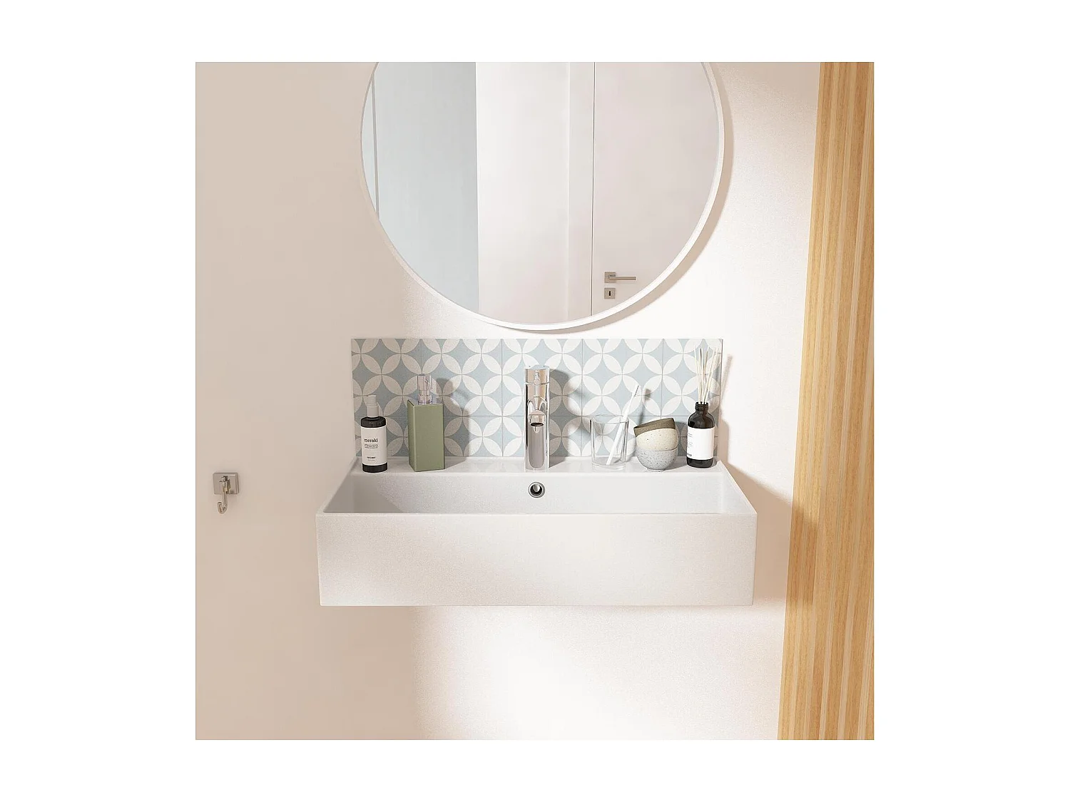 ZOE 65x31cm rechteckiges Aufsatzwaschbecken aus weißer Keramik