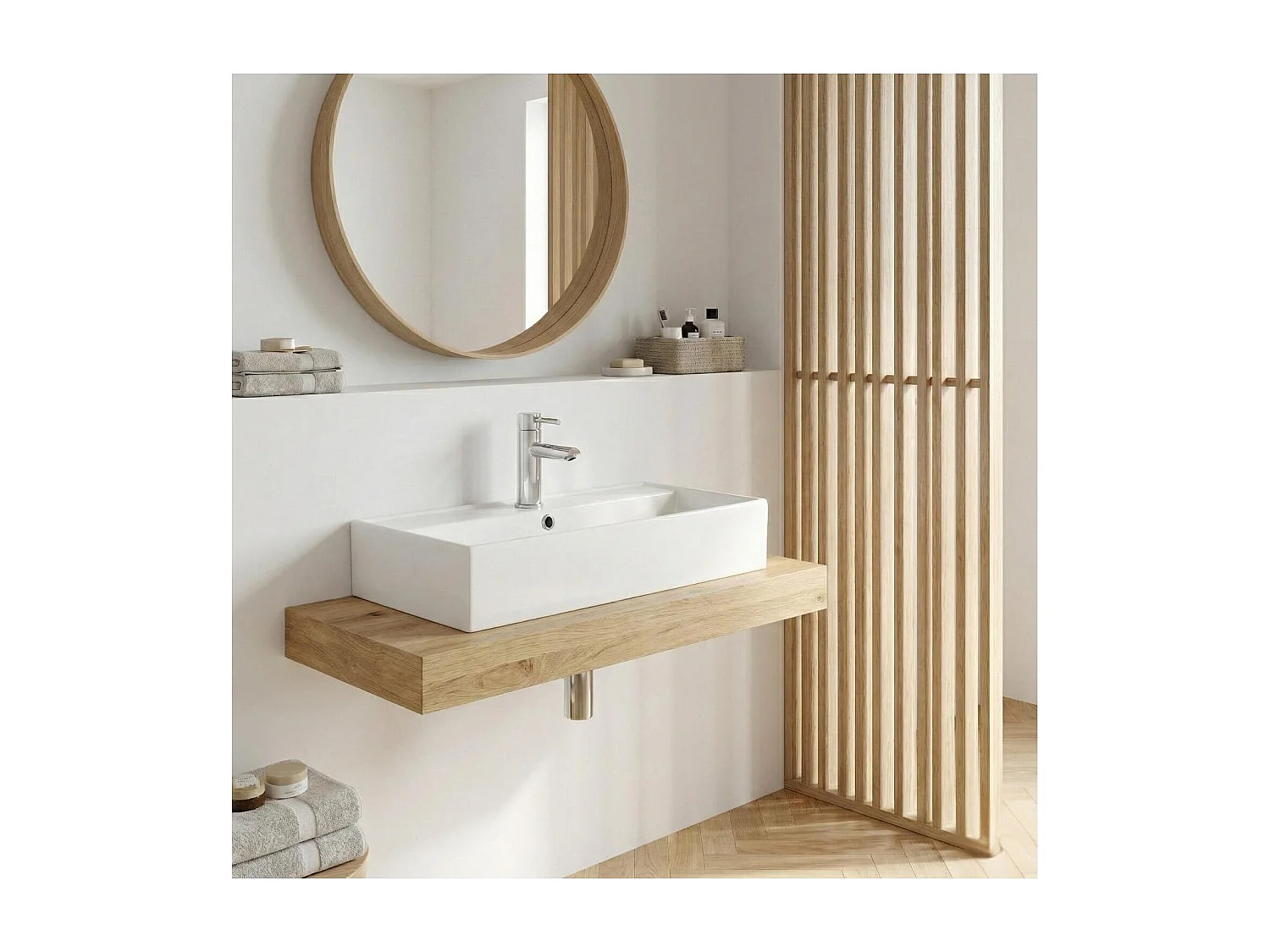 ZOE 65x31cm rechteckiges Aufsatzwaschbecken aus weißer Keramik