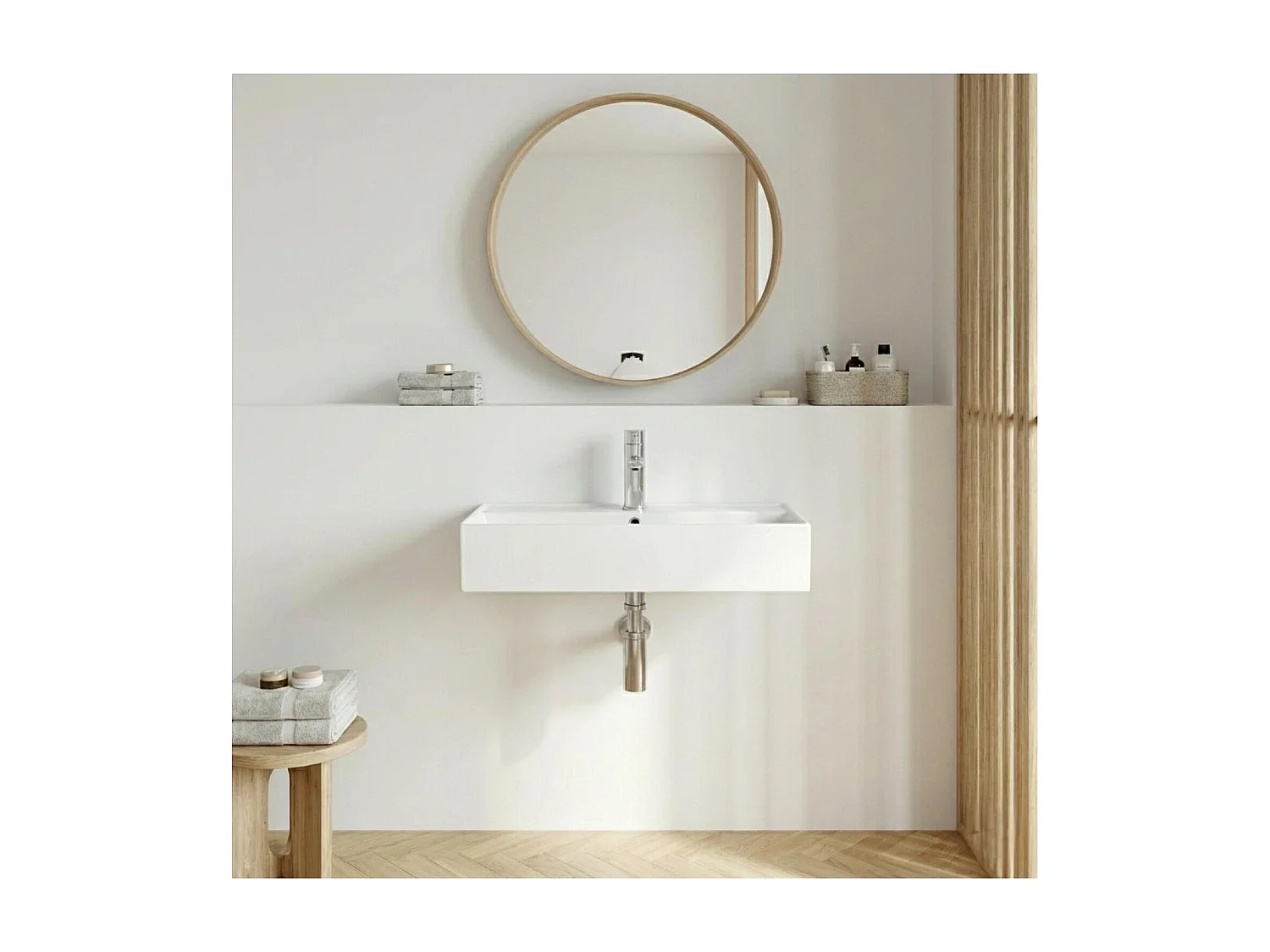 ZOE 65x31cm rechteckiges Aufsatzwaschbecken aus weißer Keramik