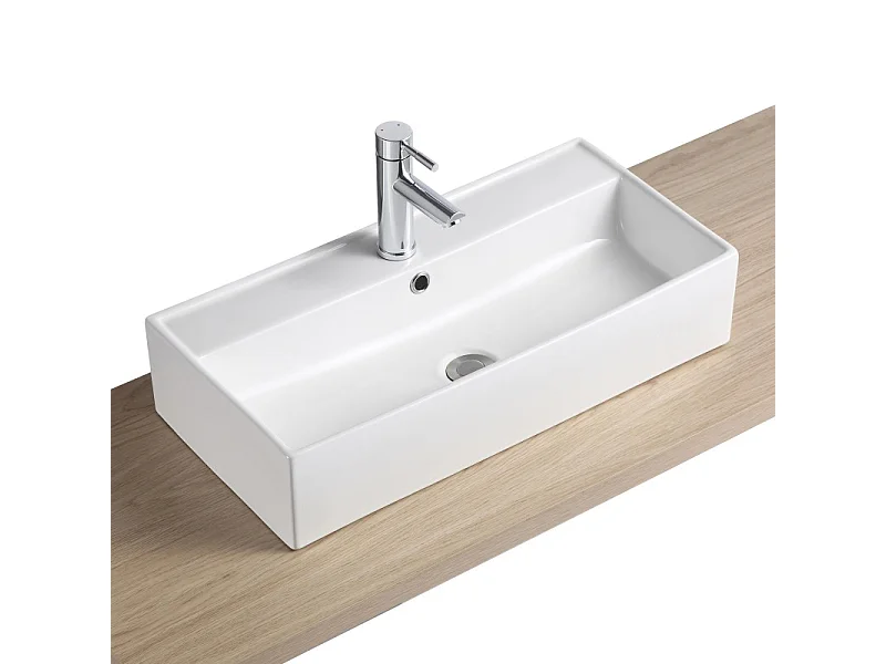 Umywalka ZOE 65x31cm ceramiczna prostokątna biała nablatowa