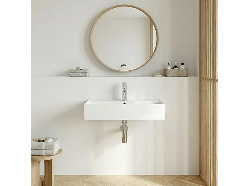 Umywalka ZOE 65x31cm ceramiczna prostokątna biała nablatowa