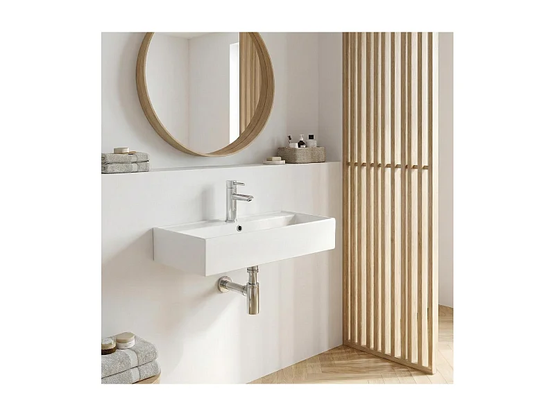 ZOE 65x31cm rechteckiges Aufsatzwaschbecken aus weißer Keramik