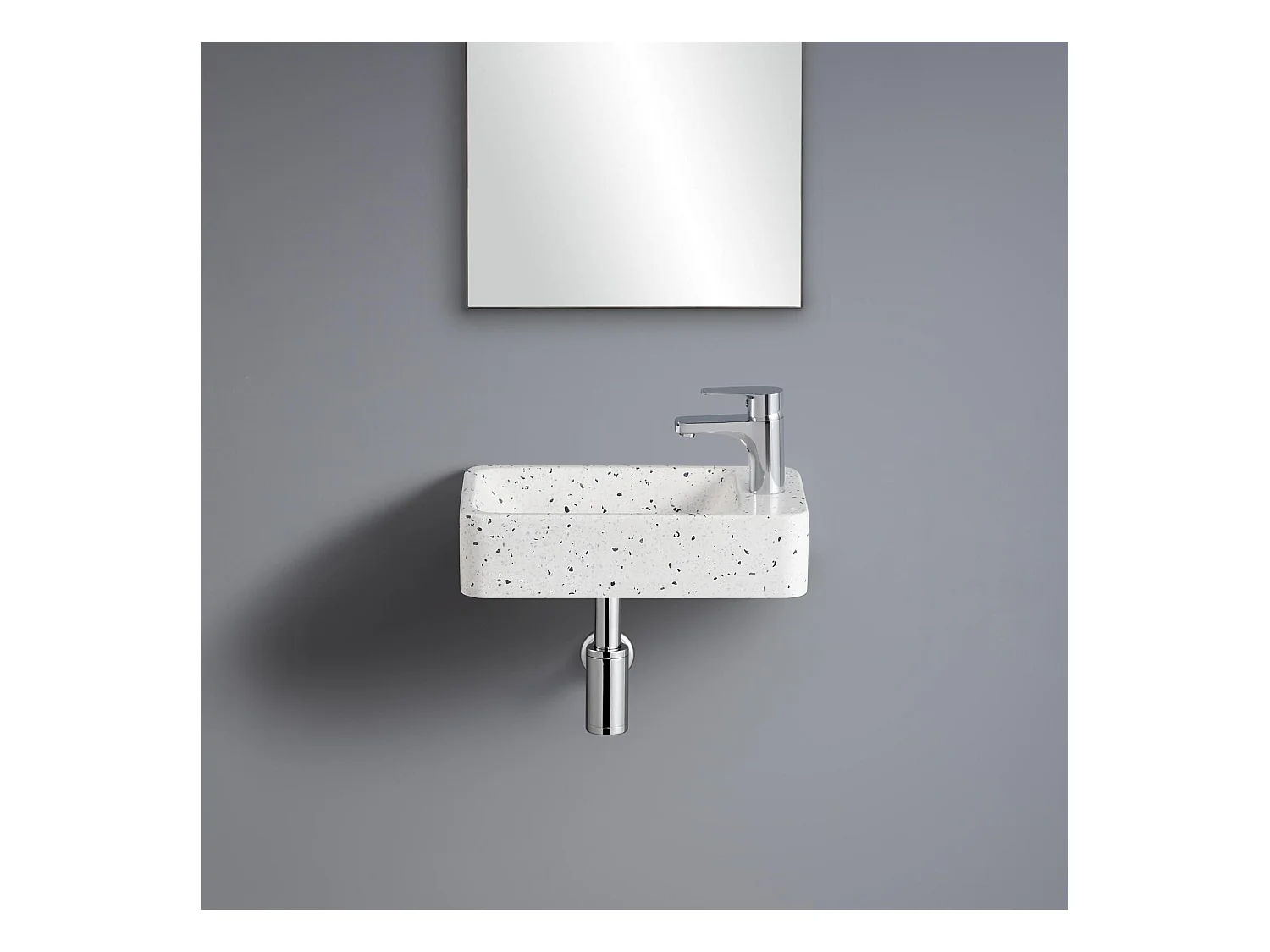 Vasque lave-mains à suspendre rectangle en terrazzo 45x28cm