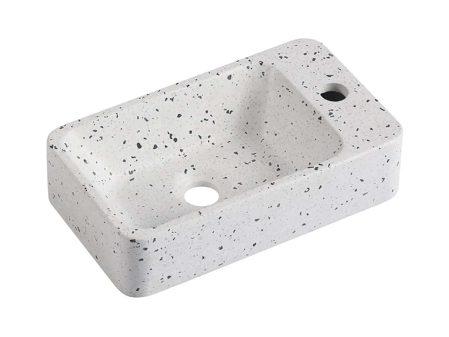 Vasque lave-mains à suspendre rectangle en terrazzo 45x28cm