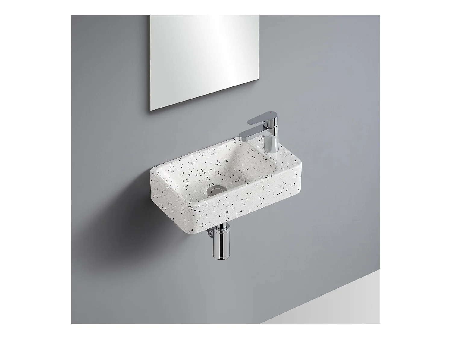 Vasque lave-mains à suspendre rectangle en terrazzo 45x28cm