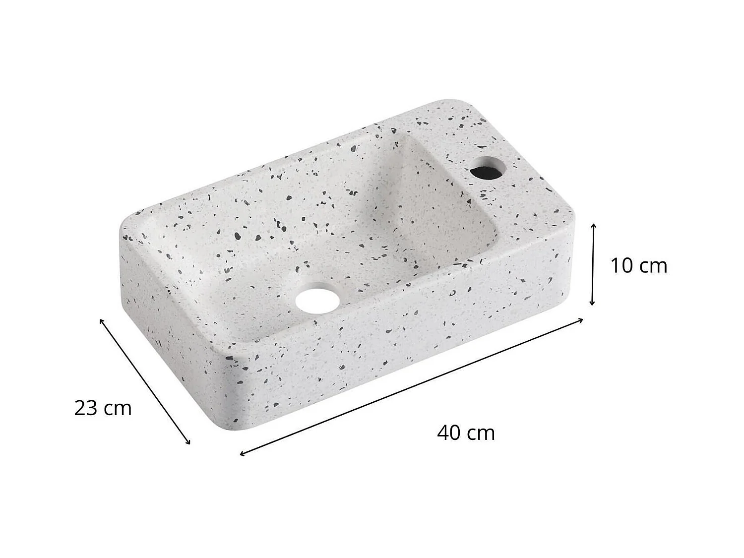 Vasque lave-mains à suspendre rectangle en terrazzo 45x28cm