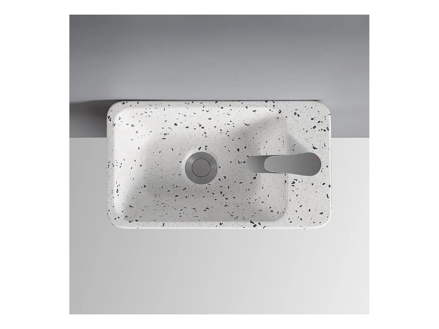 Vasque lave-mains à suspendre rectangle en terrazzo 45x28cm