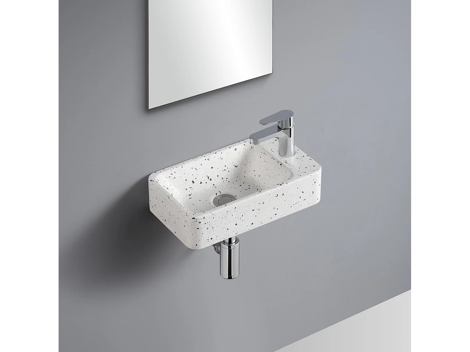 IZIA rechthoekige wandgemonteerde terrazzo wastafel