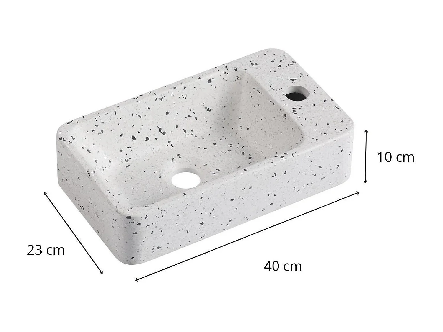 IZIA rechthoekige wandgemonteerde terrazzo wastafel