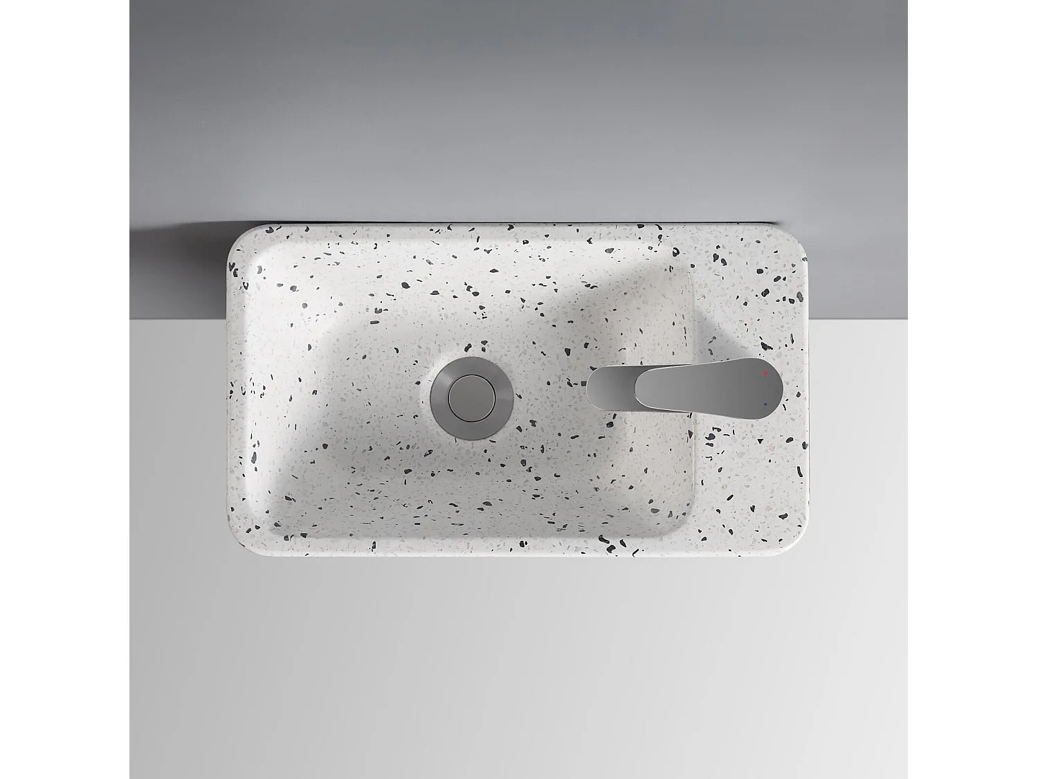 IZIA rechthoekige wandgemonteerde terrazzo wastafel