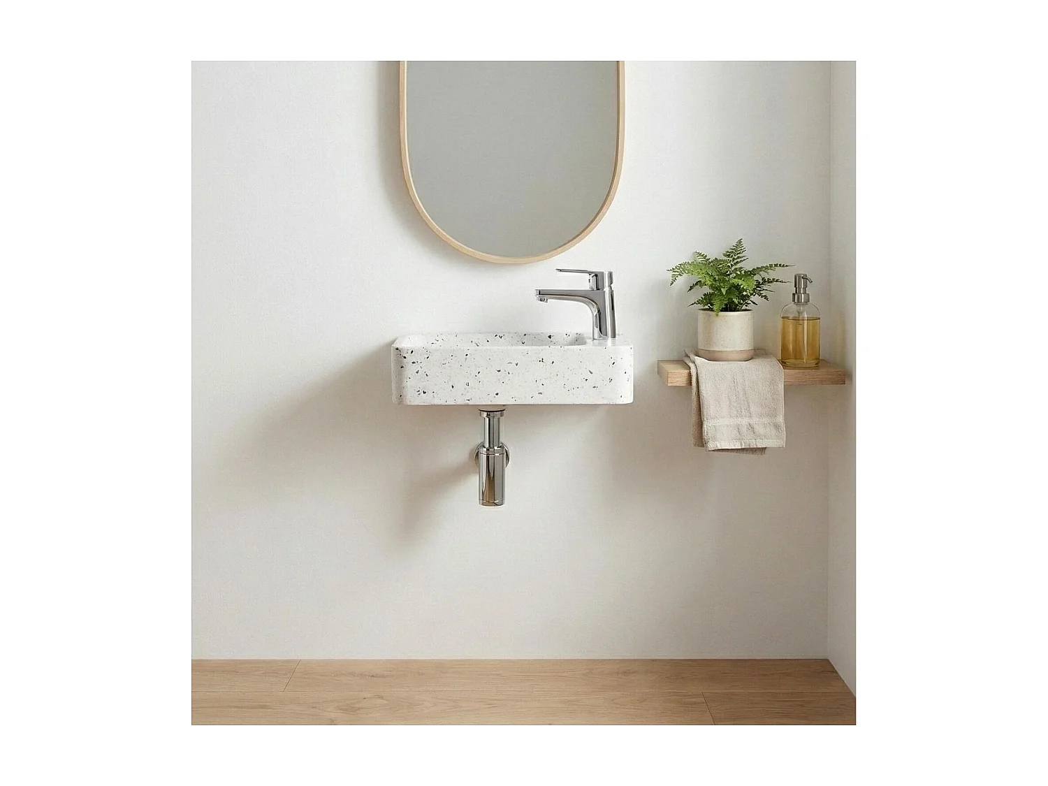 IZIA rechteckiges wandmontiertes Terrazzowaschbecken