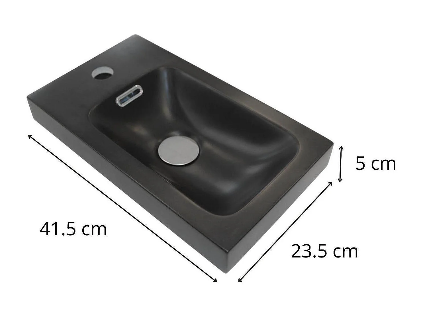 Vasque intégrée rectangulaire en résine