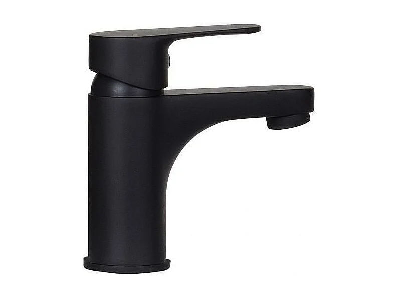 Robinet lave-mains noir mat + bonde sans trop plein + siphon