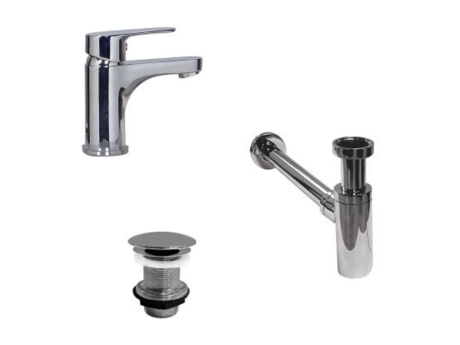 Rubinetto TAP a bocca bassa + piletta LIV + sifone SIMON