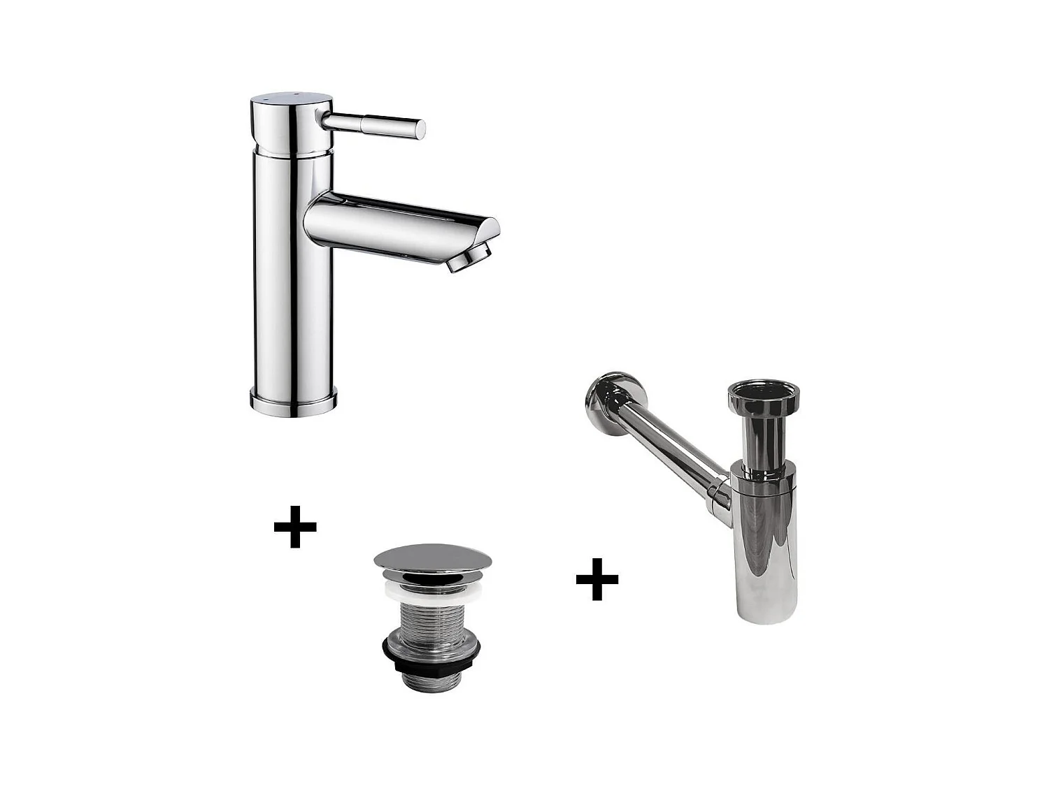 Grifo de pico bajo TAP + válvula LIV + sifón SIMON