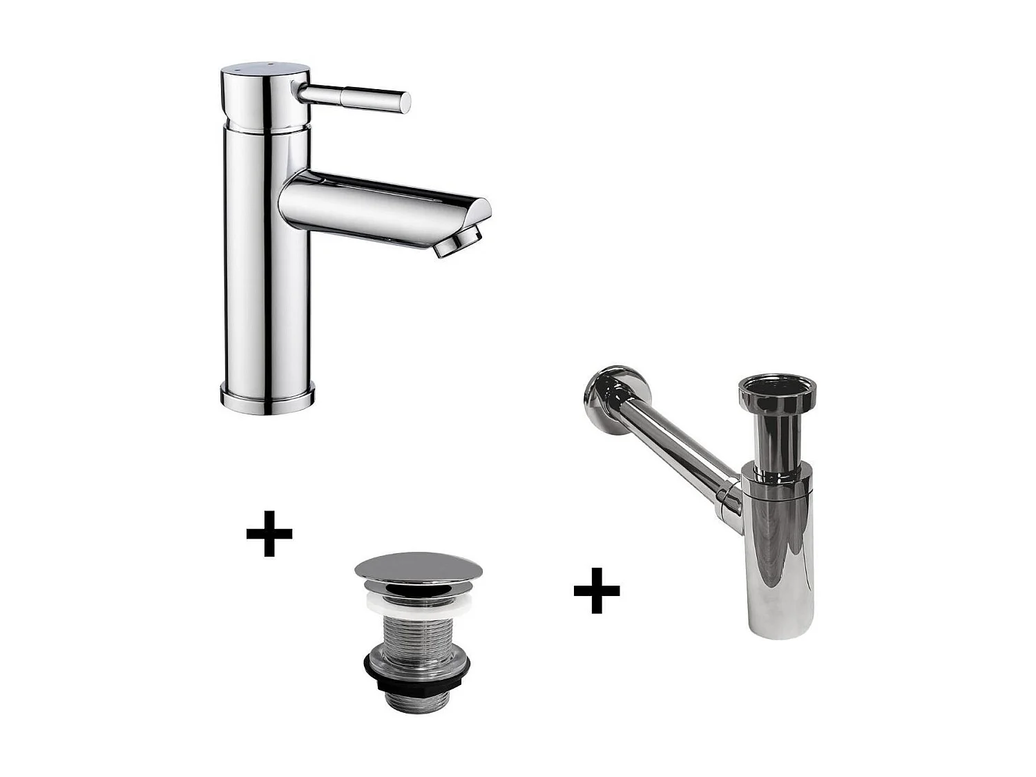 Grifo de pico bajo TAP + válvula LIV + sifón SIMON