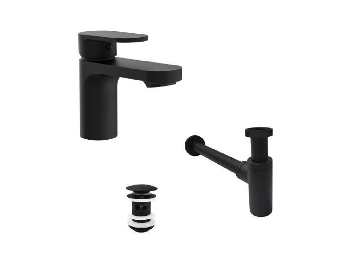 ROB Wasserhahn mit niedrigem Auslauf + CLINT Abfluss + SIMON Siphon