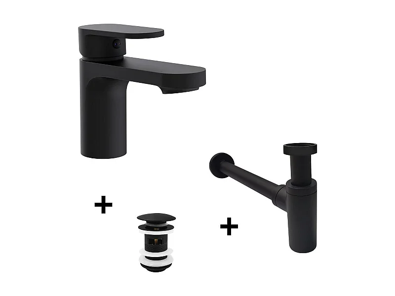 Grifo de caño bajo ROB + válvula CLINT + sifón SIMON