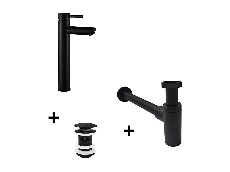 Grifo de caño alto GRIFO + tapón CLINT + sifón SIMON