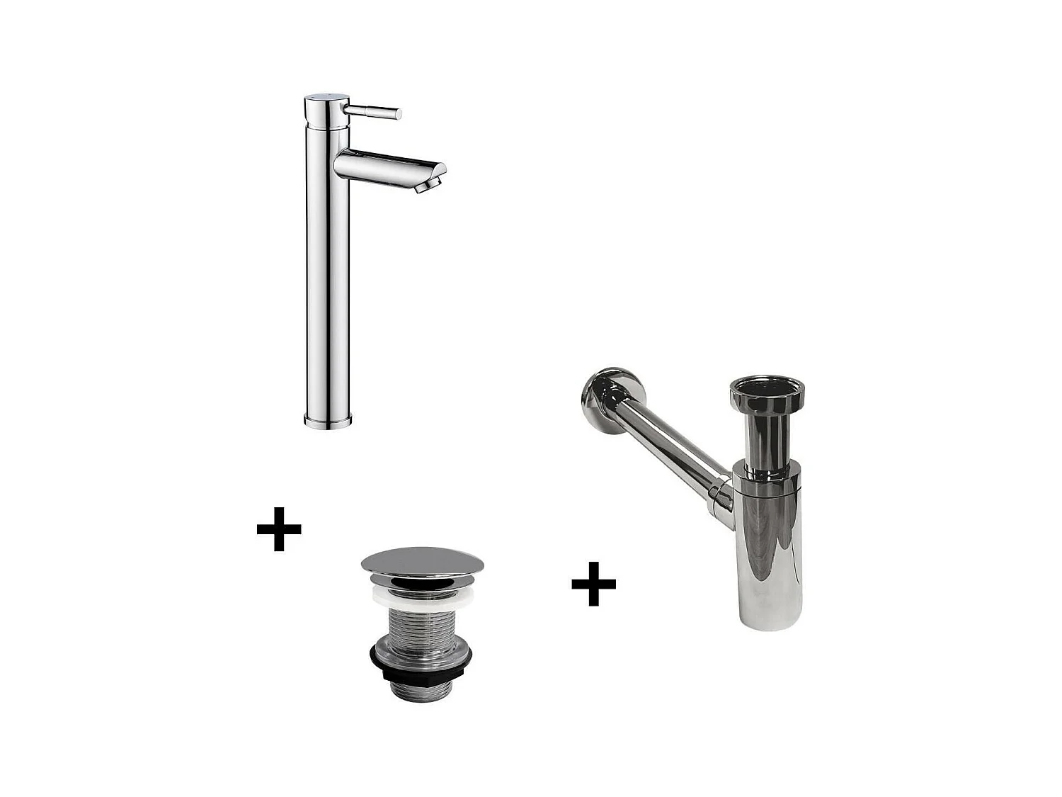 Grifo de pico alto TAP + válvula LIV + sifón SIMON