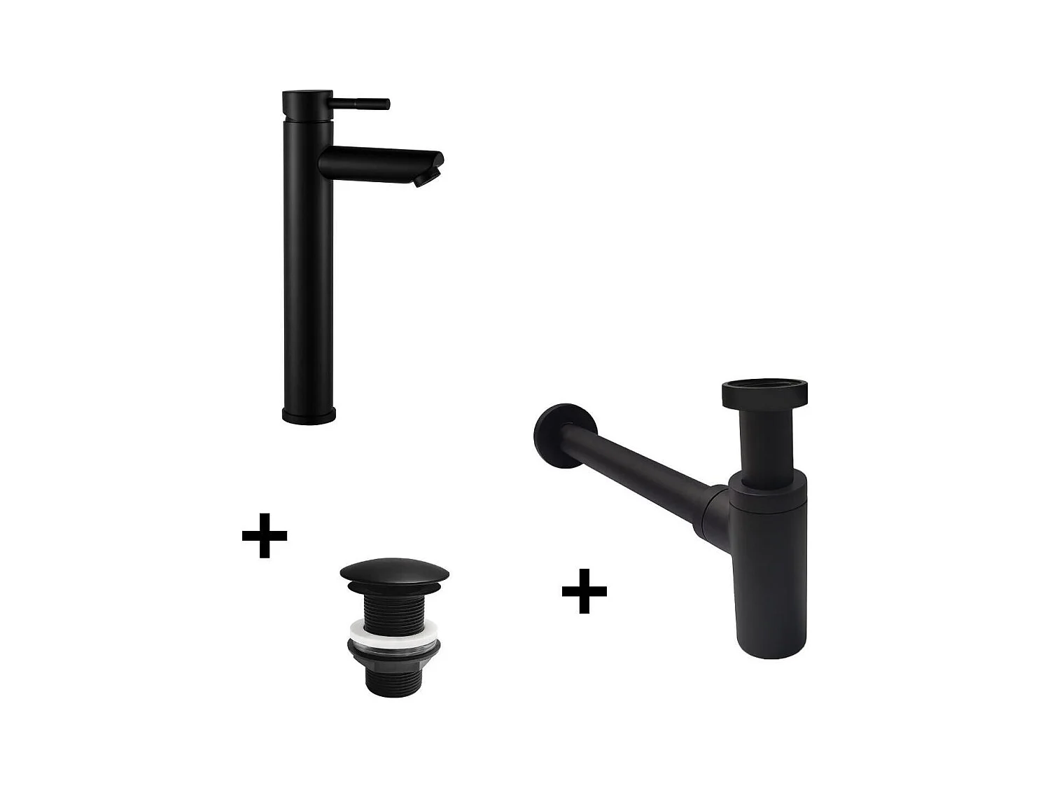 Grifo de pico alto GRIFO + válvula LIV + sifón SIMON