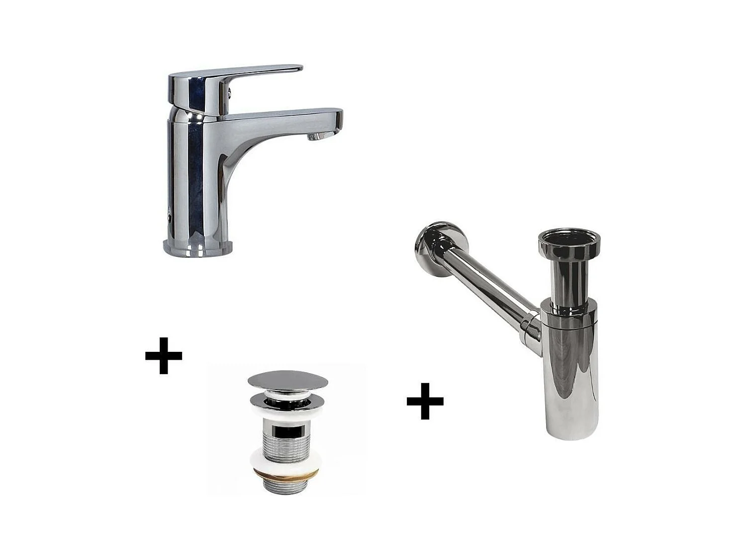 Grifo de caño bajo TAP + válvula CLINT + sifón SIMON