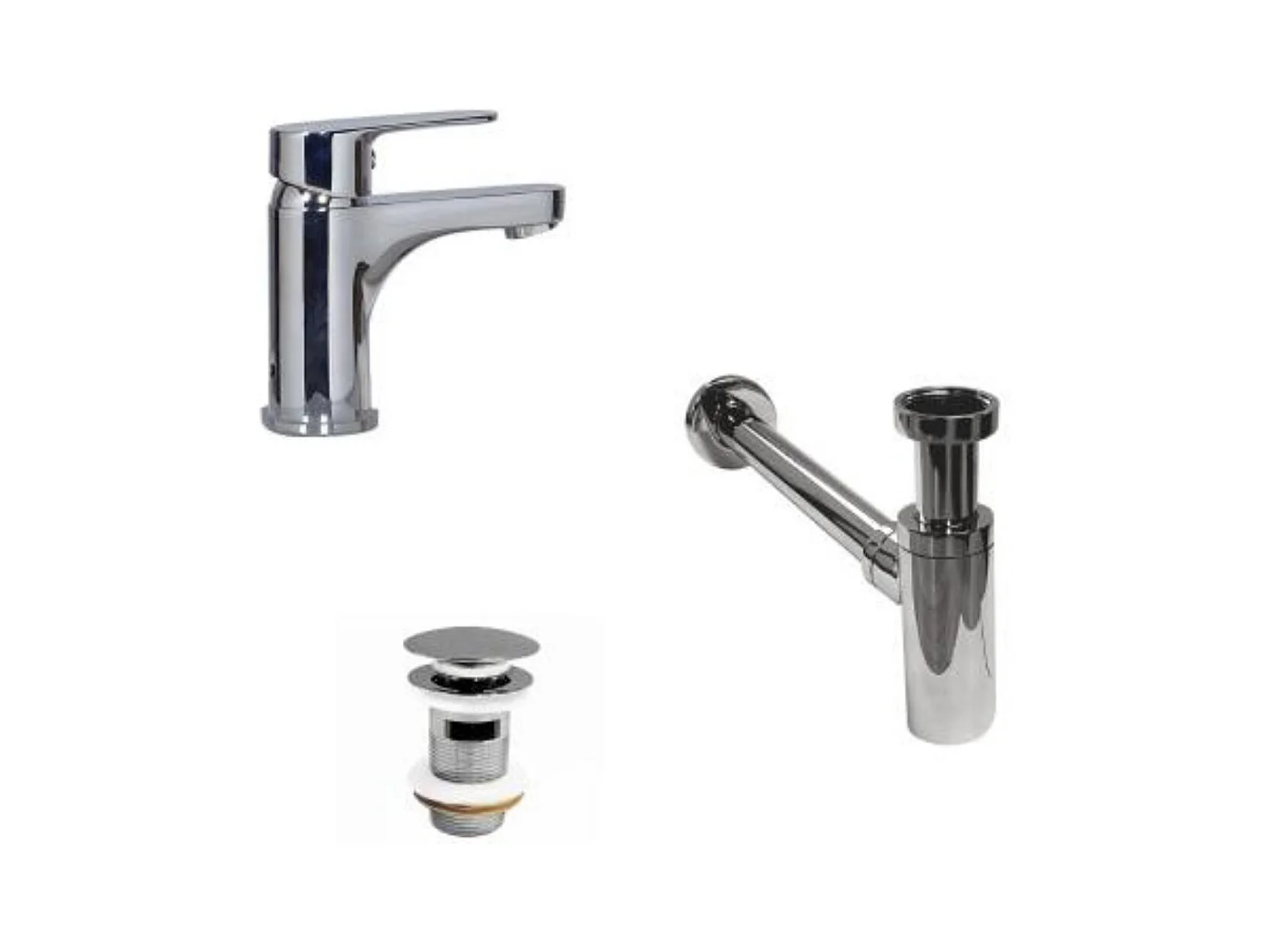 Grifo de caño bajo TAP + válvula CLINT + sifón SIMON