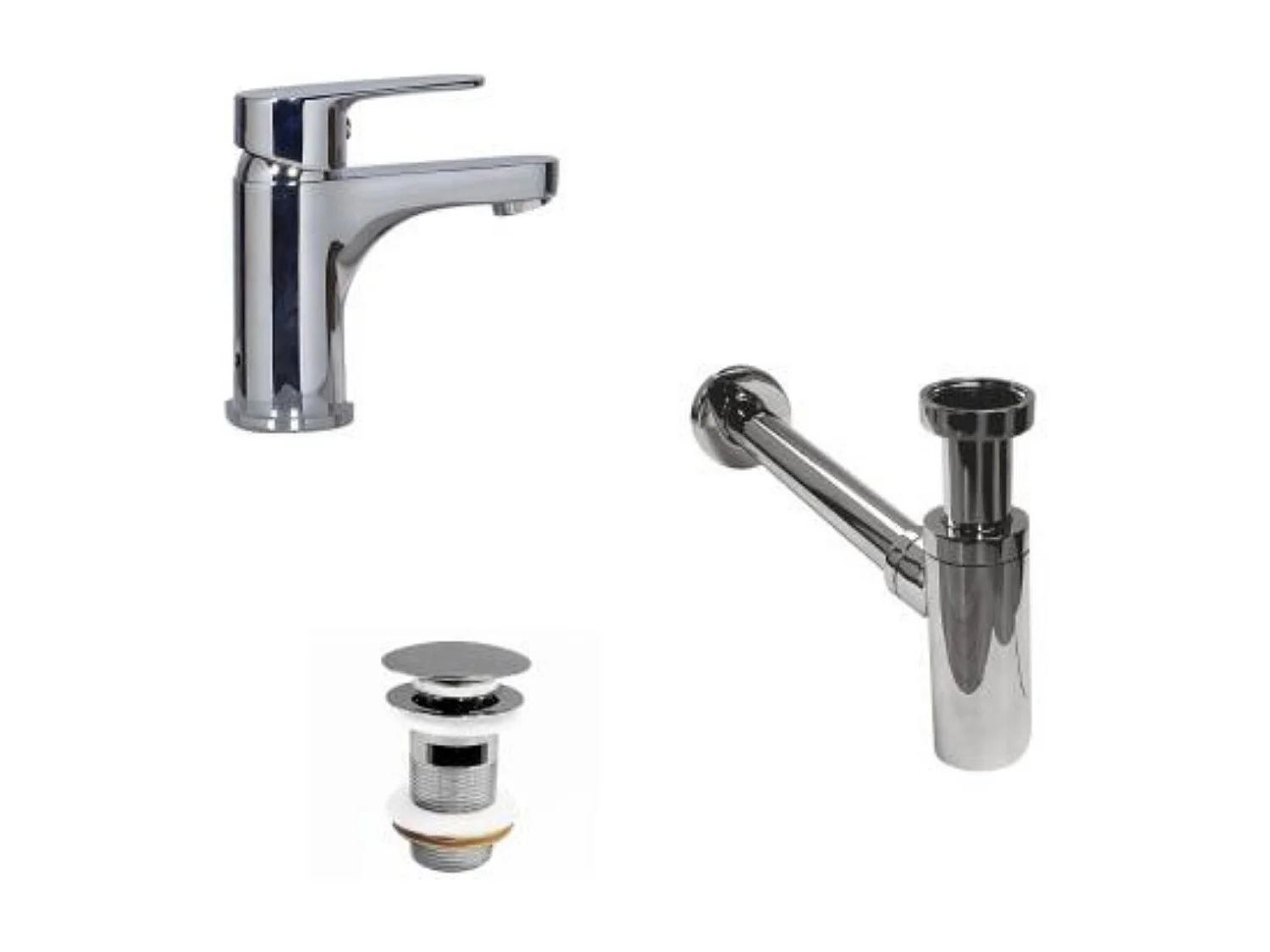 Grifo de caño bajo TAP + válvula CLINT + sifón SIMON