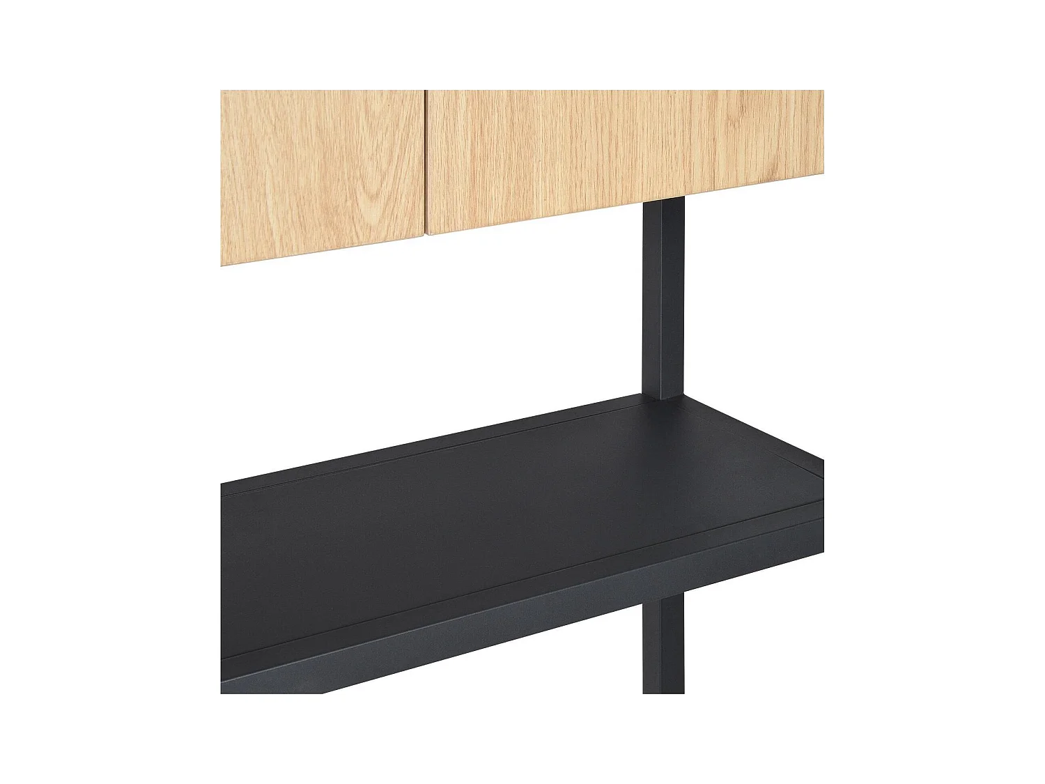 Etagère pont WC bois et métal noir - avec rangement fermé - 180x66cm