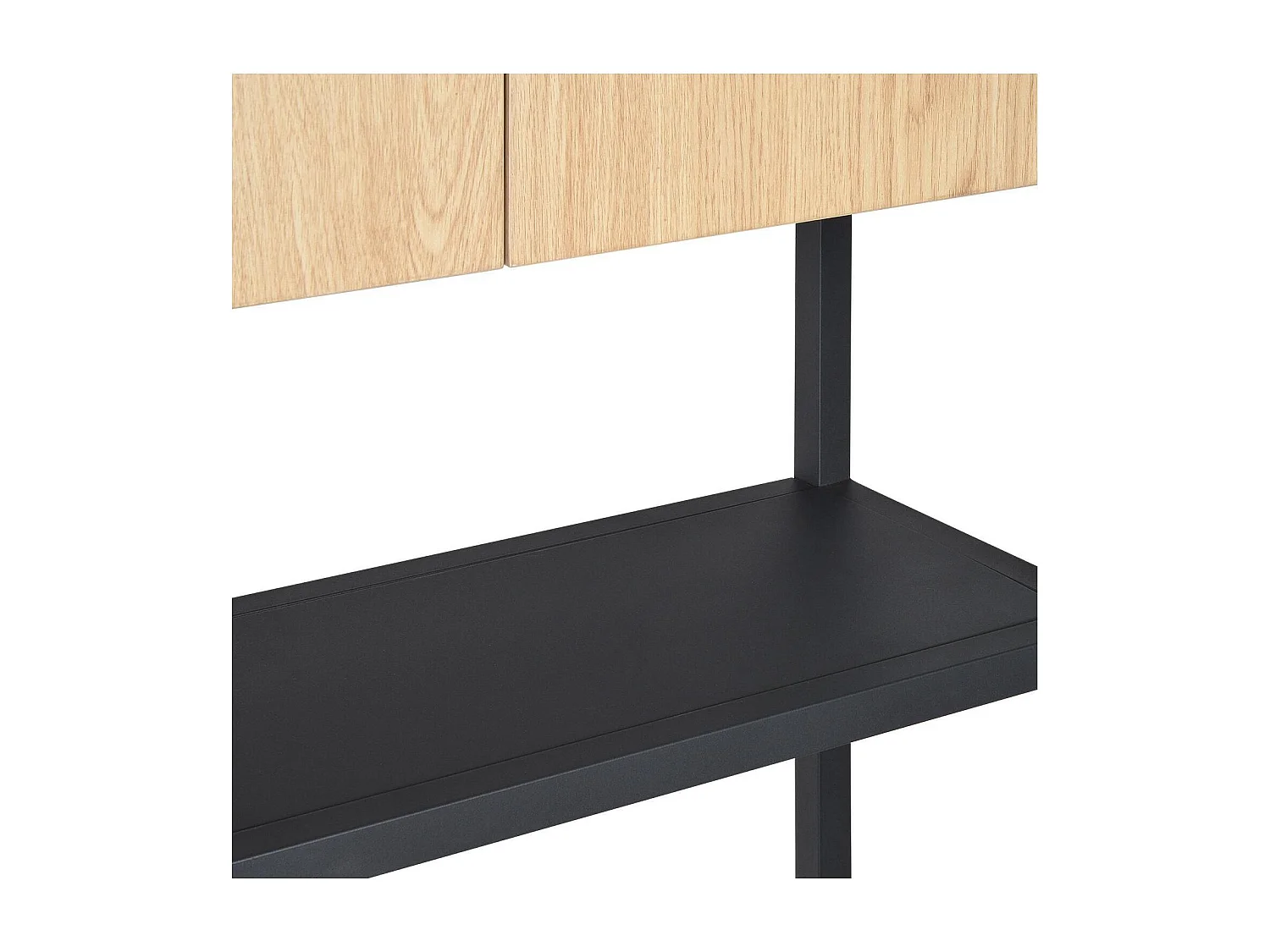 Etagère pont WC bois et métal noir - avec rangement fermé - 180x66cm