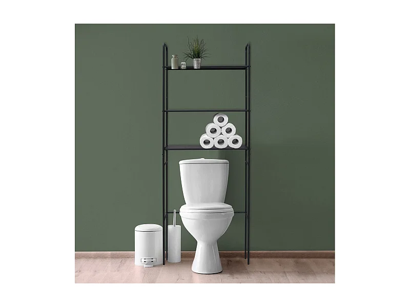 Etagère pont WC en métal noir 180x66cm