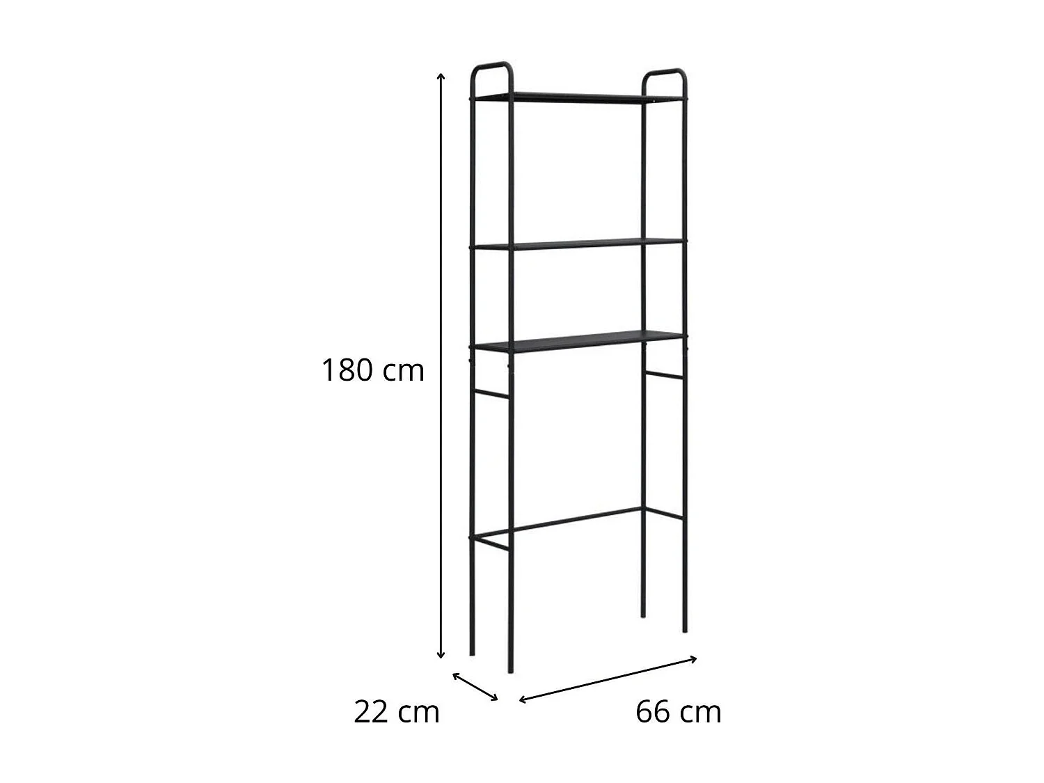 Etagère pont WC en métal noir 180x66cm