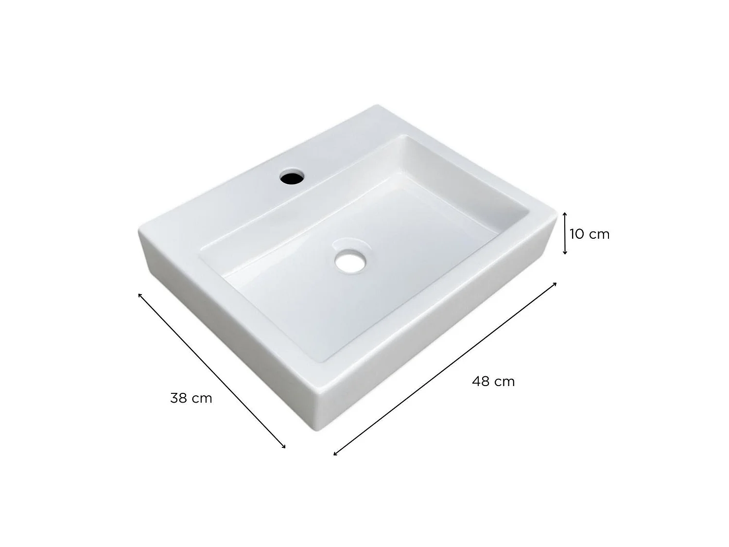 Vasque à poser rectangulaire 48x38cm PADI + robinet + bonde