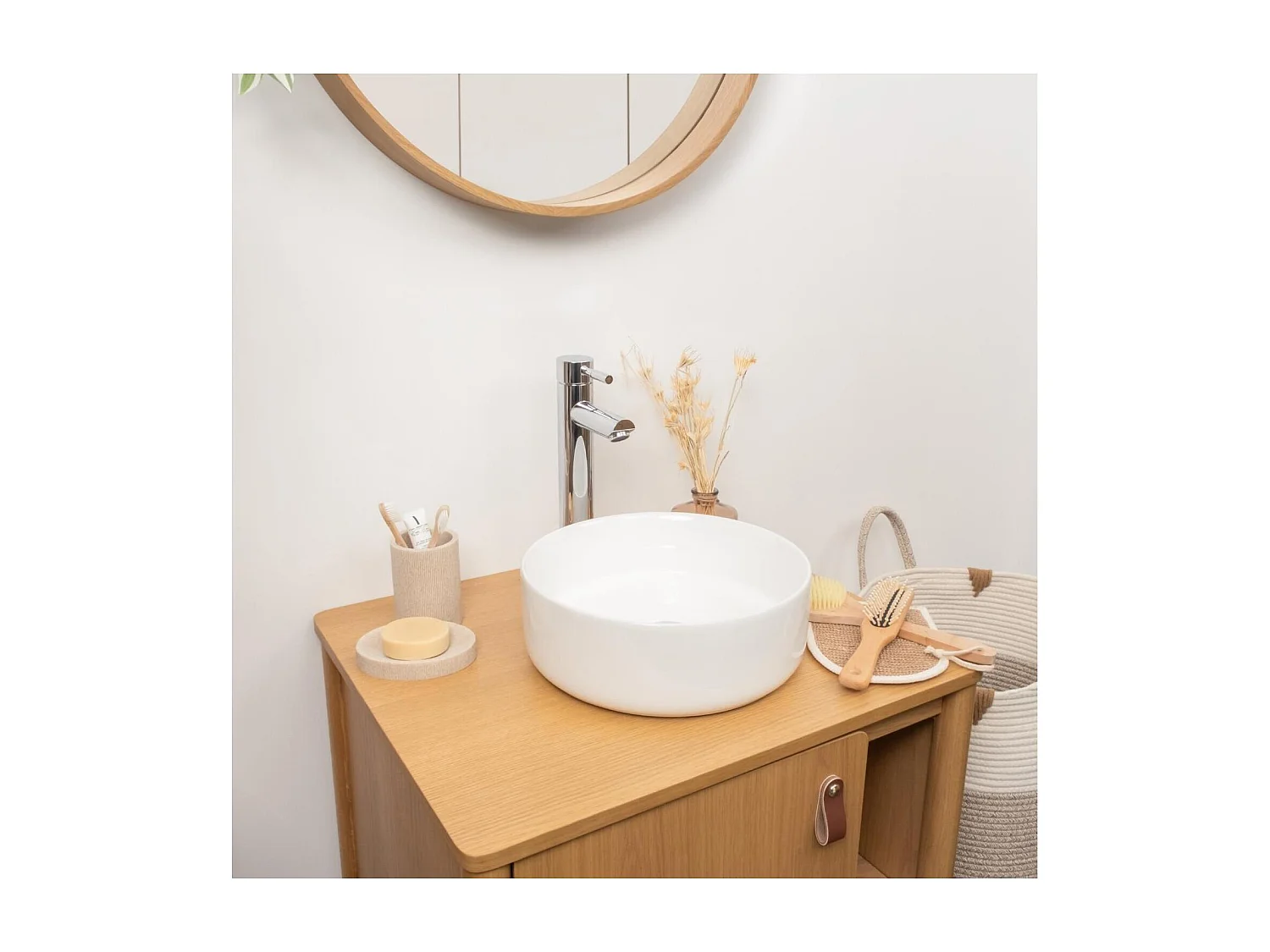 MII 30 cm rundes Aufsatzwaschbecken aus weißer Keramik